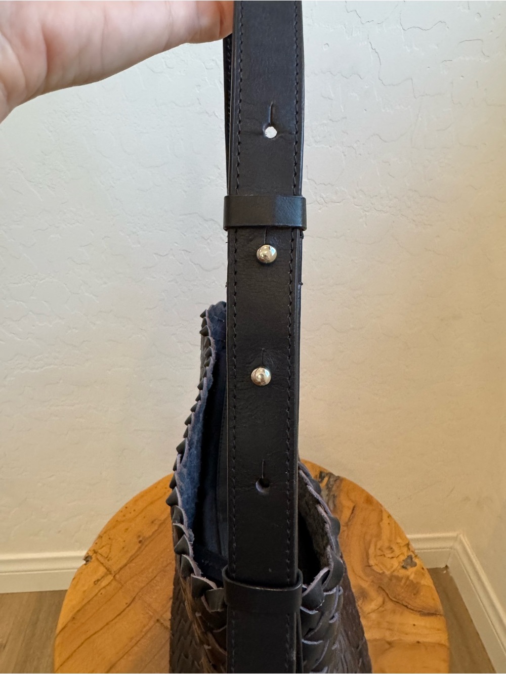 Mango Woven Leather Bucket Bag in Black - Picture 3 of 13